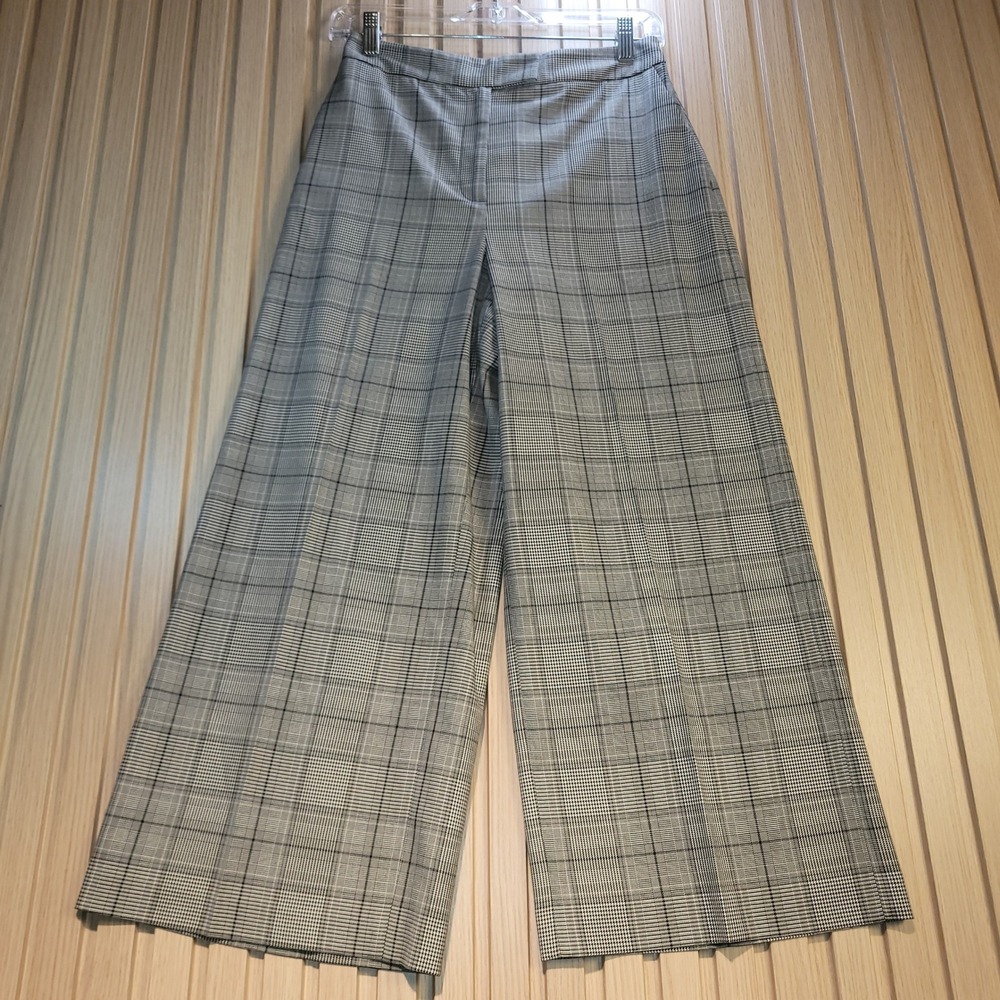 Halogen Womens Grey Glen Plaid Wide Leg Trousers High Rise Dress Pants Size 8
